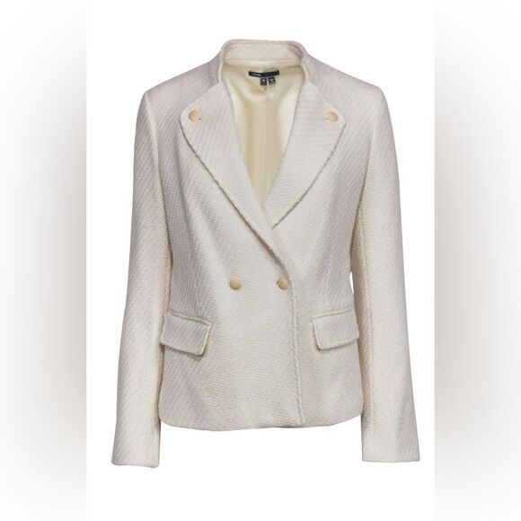 Vince Size 8 Cream Wool Blend Boucle Jack Blazer Coat C14 - Picture 1 of 15